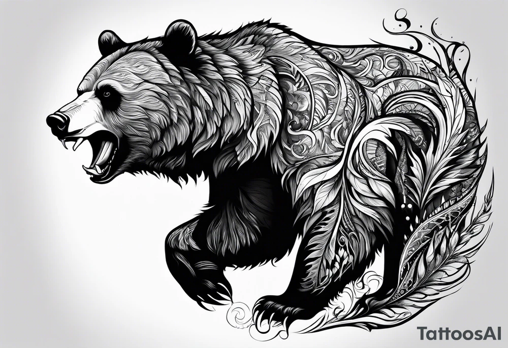 A bear on fire tattoo idea