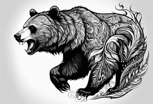 A bear on fire tattoo idea