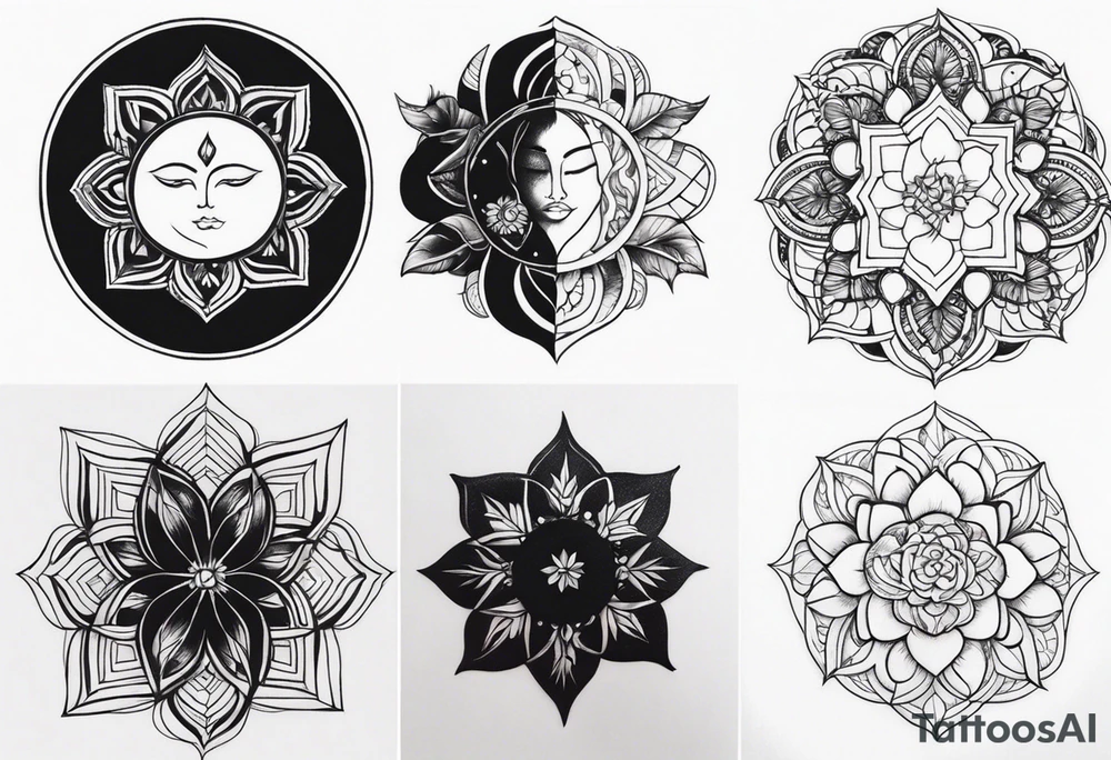 Two separate ideas for day and night placed on each breast tattoo idea Two separate ideas for day and night placed on each breast tattoo idea