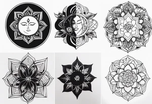 Two separate ideas for day and night placed on each breast tattoo idea