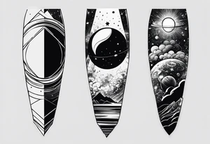 Full right leg, space themed, dark tattoo idea