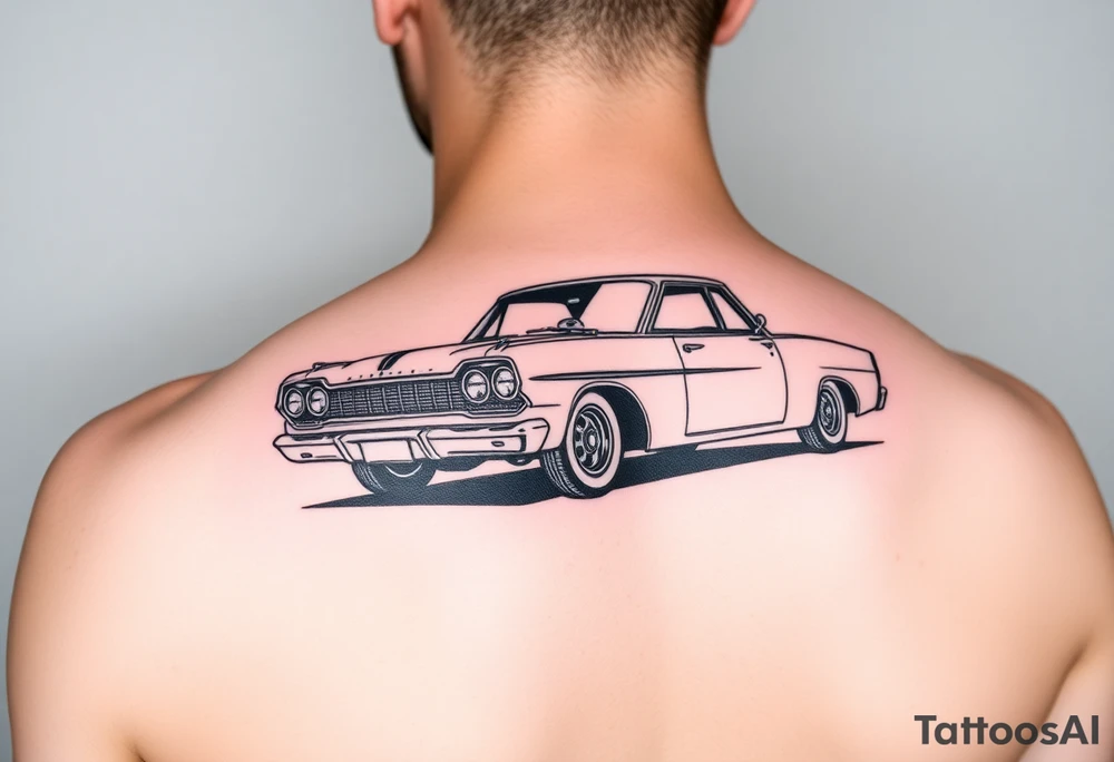 Black and white tattoo of Plymouth bender car tattoo idea