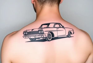 Black and white tattoo of Plymouth bender car tattoo idea