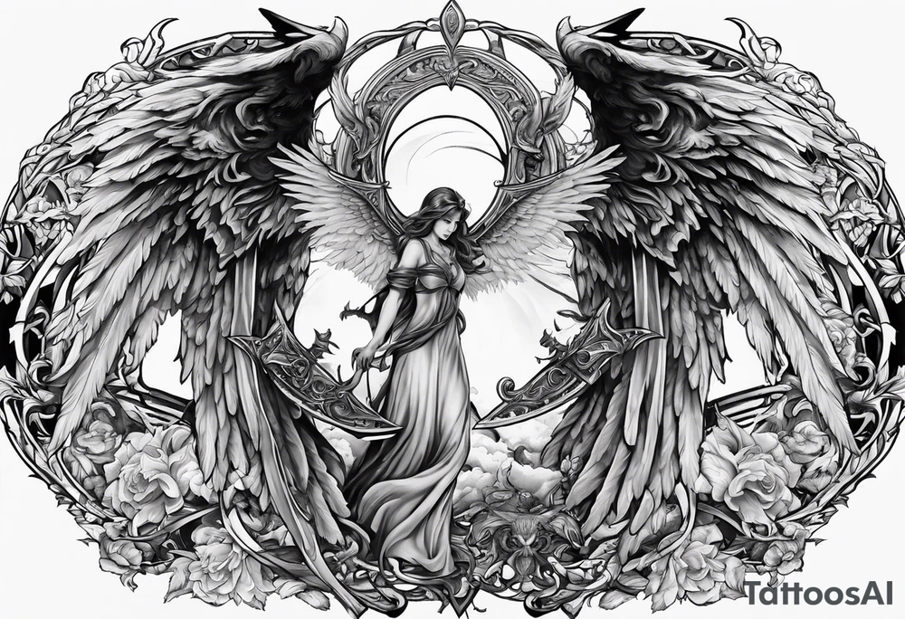 Angel vs Demon for all mankind tattoo idea