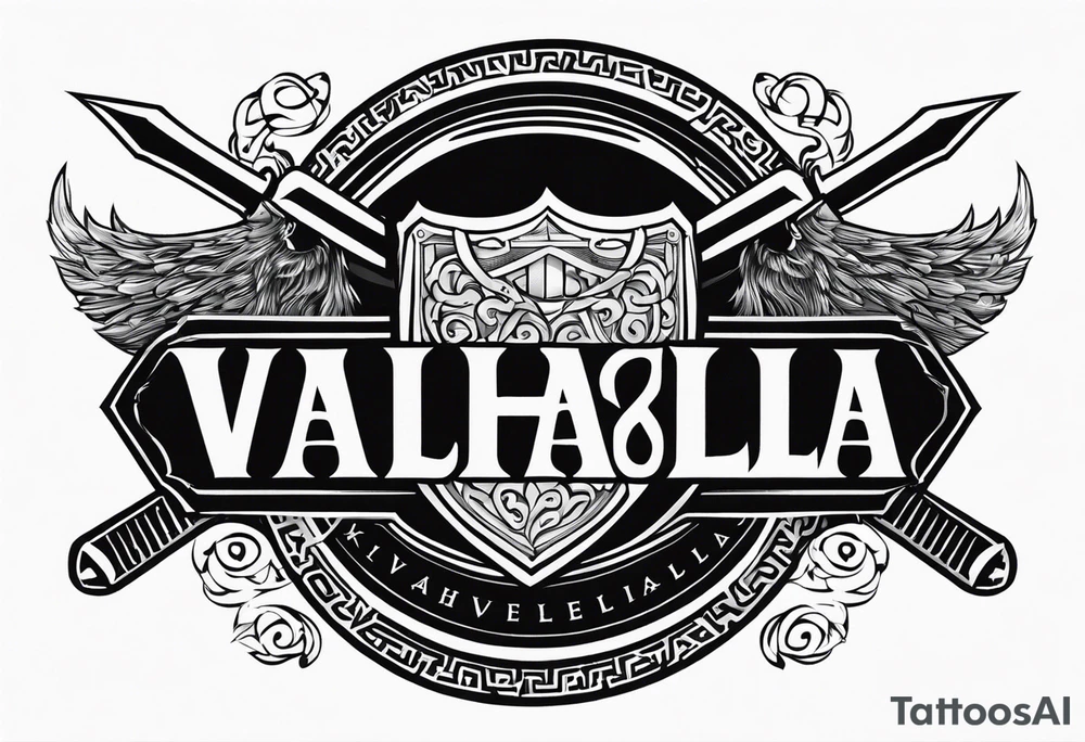 Valhalla sword round shield tattoo idea