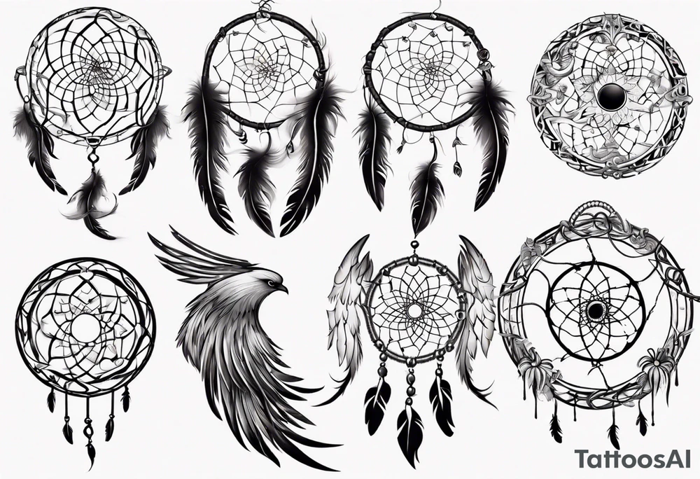 Phoenix swirly dream catcher above tattoo idea