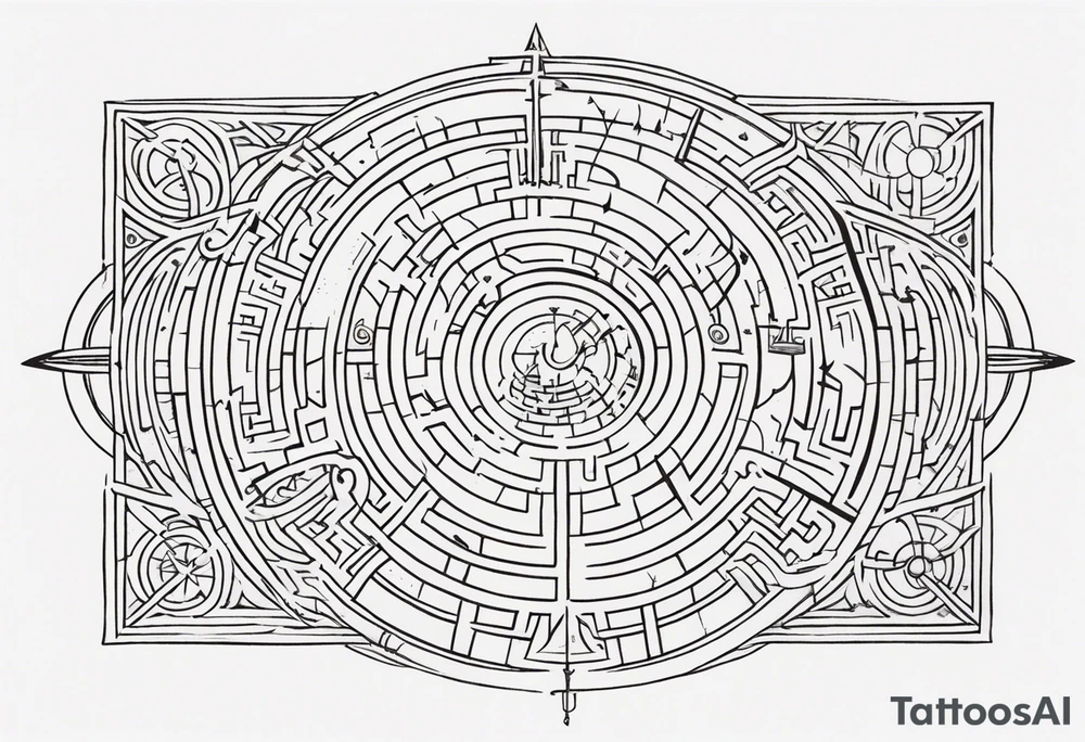 Bell, Maze, tracks, North Star, Graveyard, Utopia, Mask, Eternal, Rewind, Tightrope tattoo idea