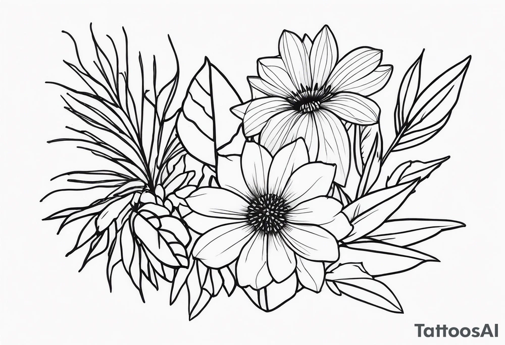 Jungle flowers tattoo idea