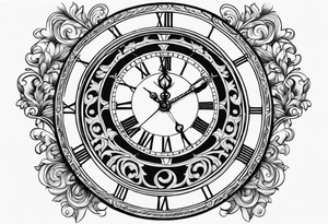 Roman clock with filigree tattoo idea