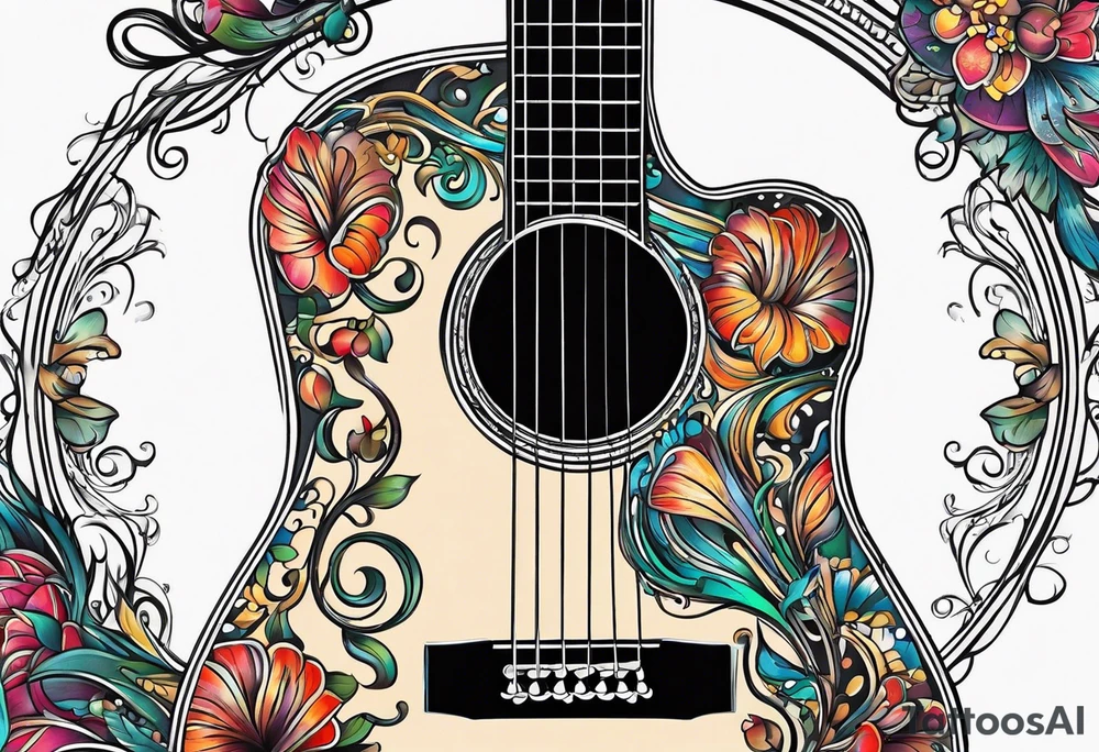 Acoustic guitar design tattoo idea