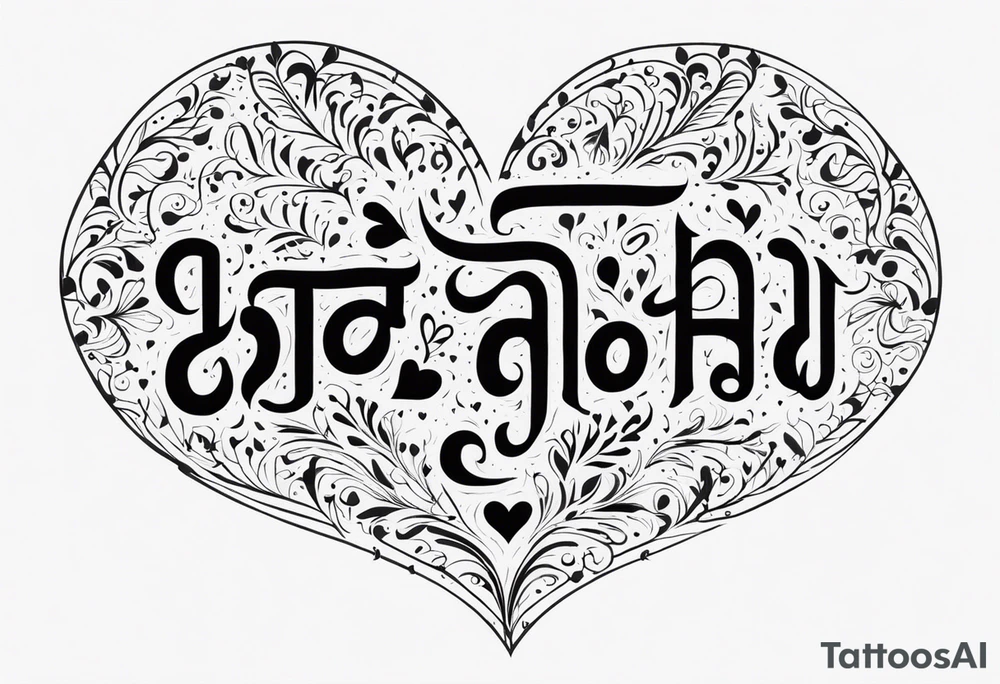 ਨਿਰਭਉ ਨਿਰਵੈਰ Punjabi text with heart symbolizing love tattoo idea