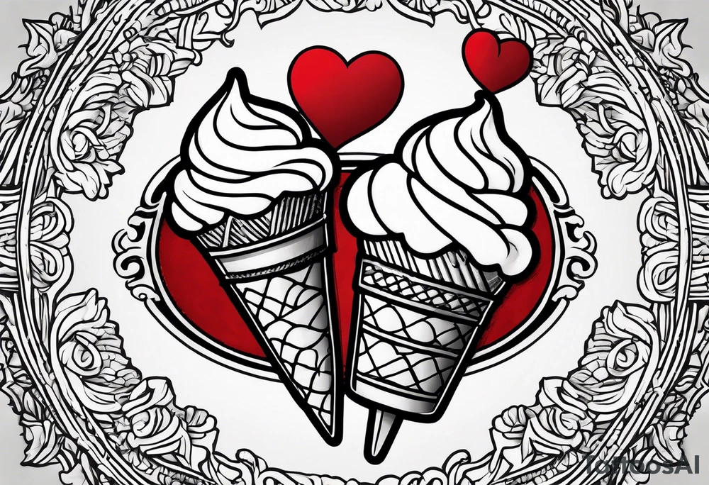 small ice cream cone with small red heart on it somewhere while representing Scotland tattoo idea