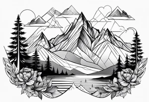 Whimsical mountains tattoo idea