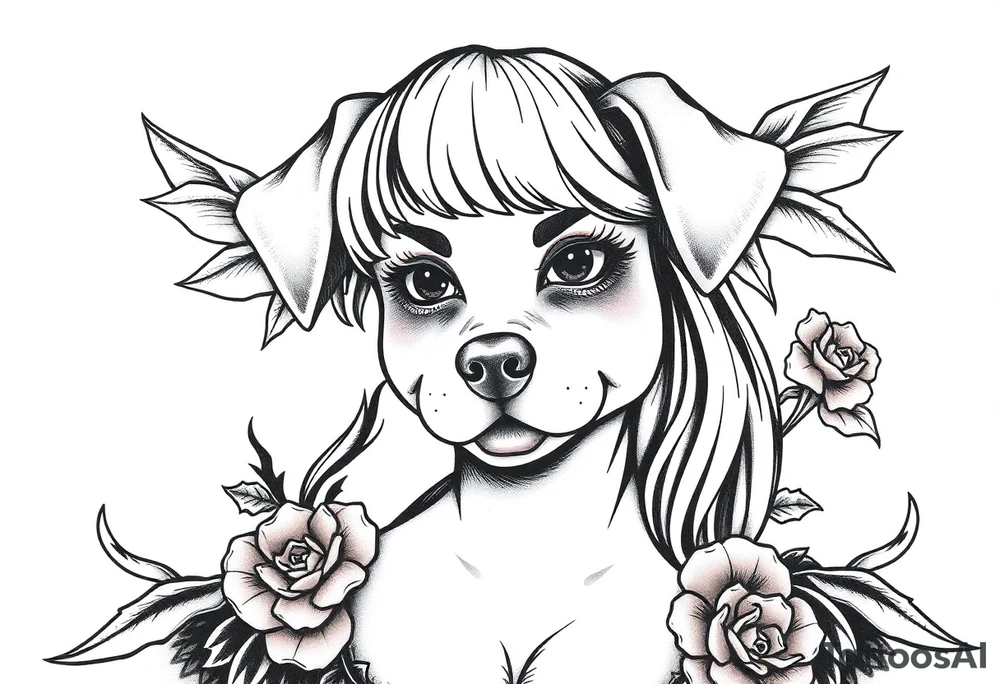 hot puppy goth girl w big boobs tattoo idea