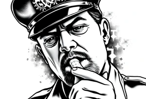 Simple American traditional style police officer smoking meth out of pipe tattoo idea