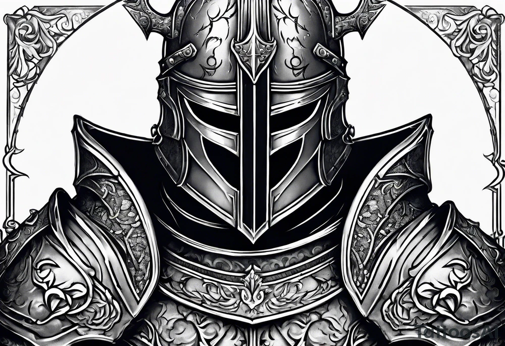 knight with heavy armor with less detail tattoo idea