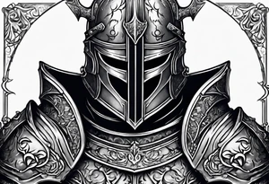 knight with heavy armor with less detail tattoo idea