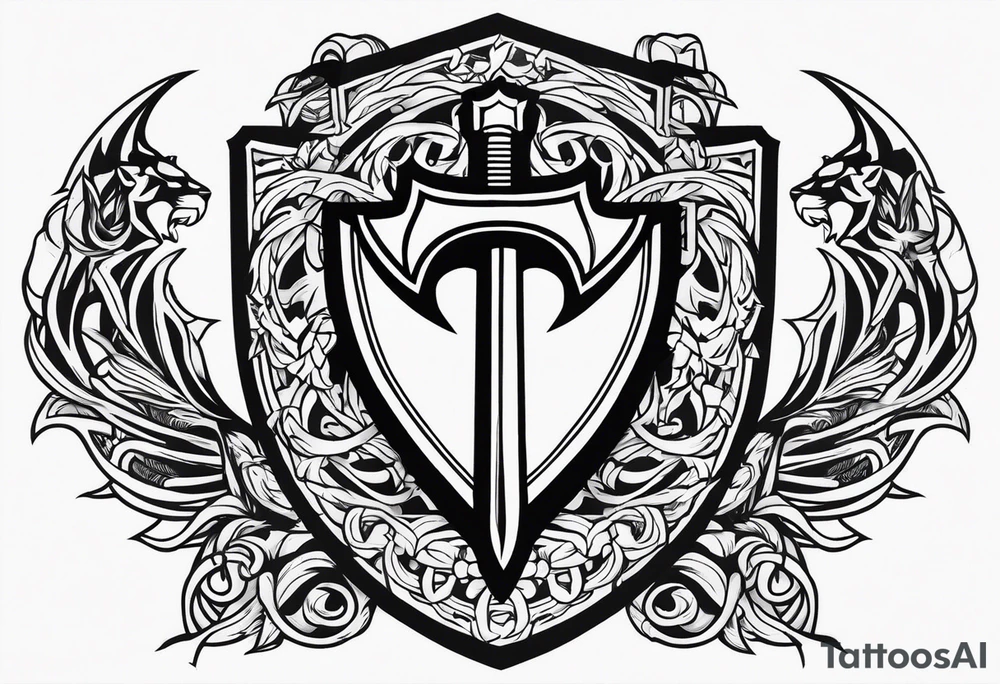 Valhalla sword shield lion 
 axe tattoo idea