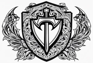 Valhalla sword shield lion 
 axe tattoo idea