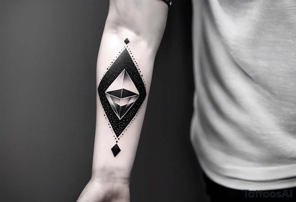 Sleeve on the forearm with a diamond in the middle tattoo idea