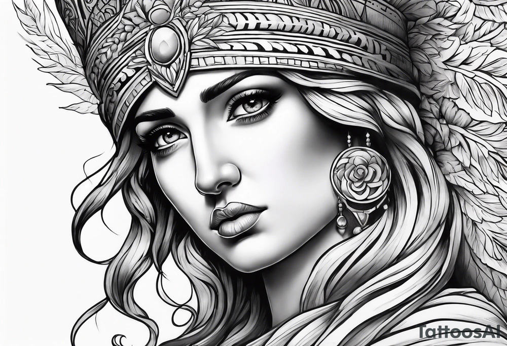 Beautiful greek goddess tattoo idea
