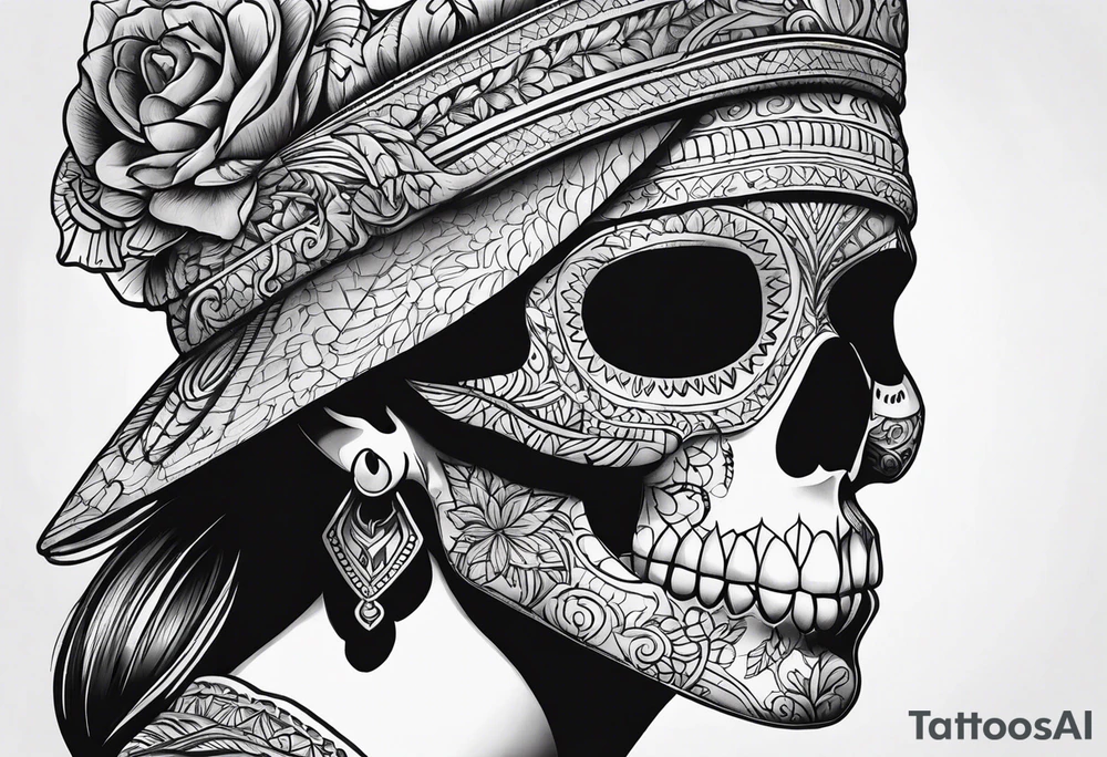 Women skull tattoo idea