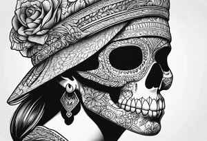 Women skull tattoo idea