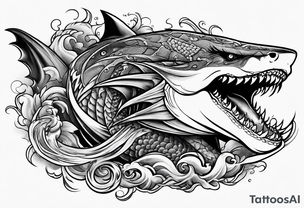 Shark dragon tattoo idea