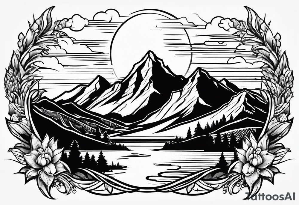 Mountain sun tattoo idea