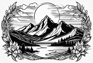 Mountain sun tattoo idea