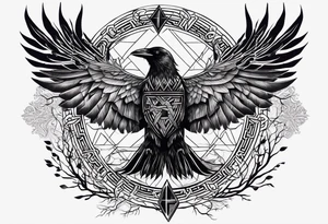 Viking Vegvisir with raven wings around it, Viking Valknut, tree of life with roots tattoo idea
