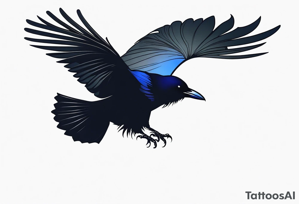 raven in flight viewed from behind tattoo idea