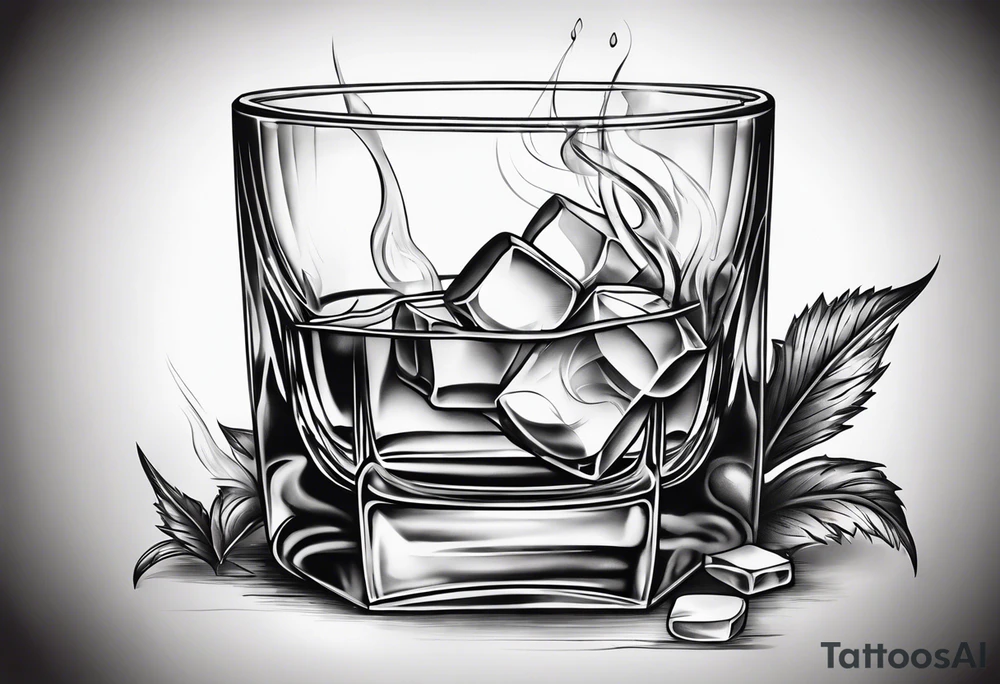 whiskey glass and a cigarette smoke tattoo idea