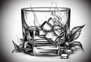 whiskey glass and a cigarette smoke tattoo idea