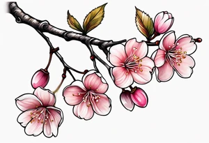 Skinny cherry blossom branch tattoo idea