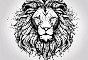 Tree with roots turns into lion head tattoo idea
