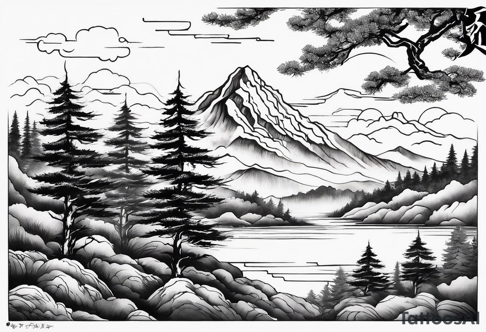 I want my tattoo to be a tree line, then a mountain, then more tree line a straight tattoo for my forearm tattoo idea