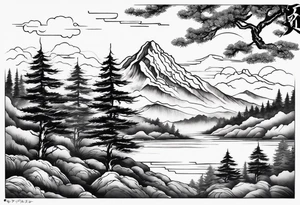 I want my tattoo to be a tree line, then a mountain, then more tree line a straight tattoo for my forearm tattoo idea