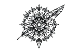 spiritual feather indian mandala shaman tattoo idea