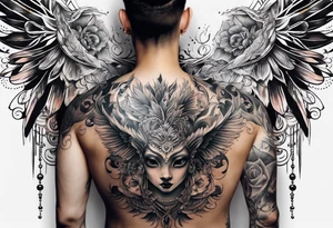 Full Back tattoo covering the whole back oblong tattoo idea