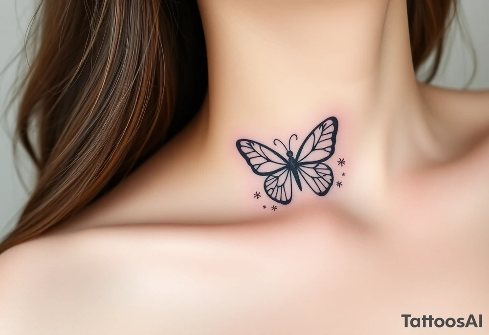 Flying butterfly with snowflakes tattoo idea