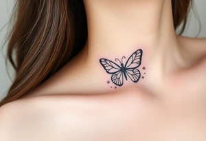 Flying butterfly with snowflakes tattoo idea