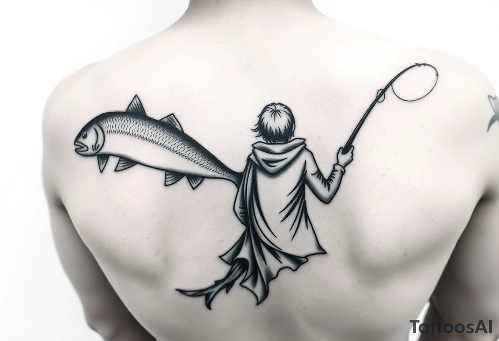 Guy and girl fishing tattoo idea