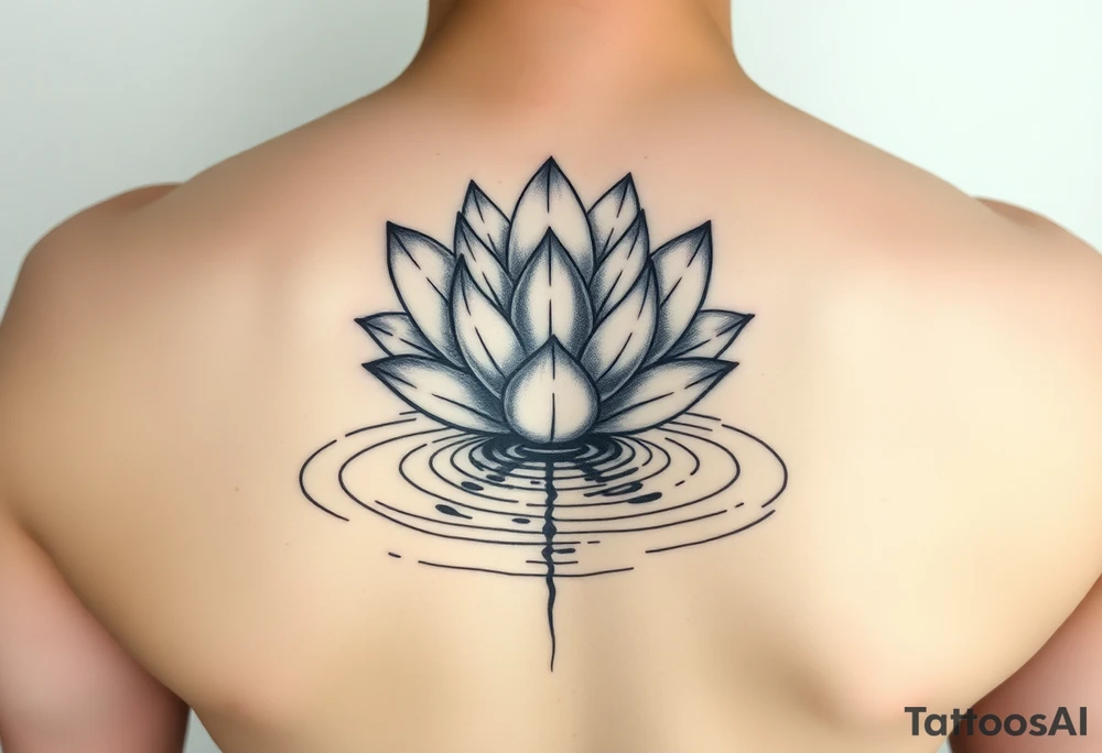 serene lotus flower emerging from sacred waters with ripples tattoo idea