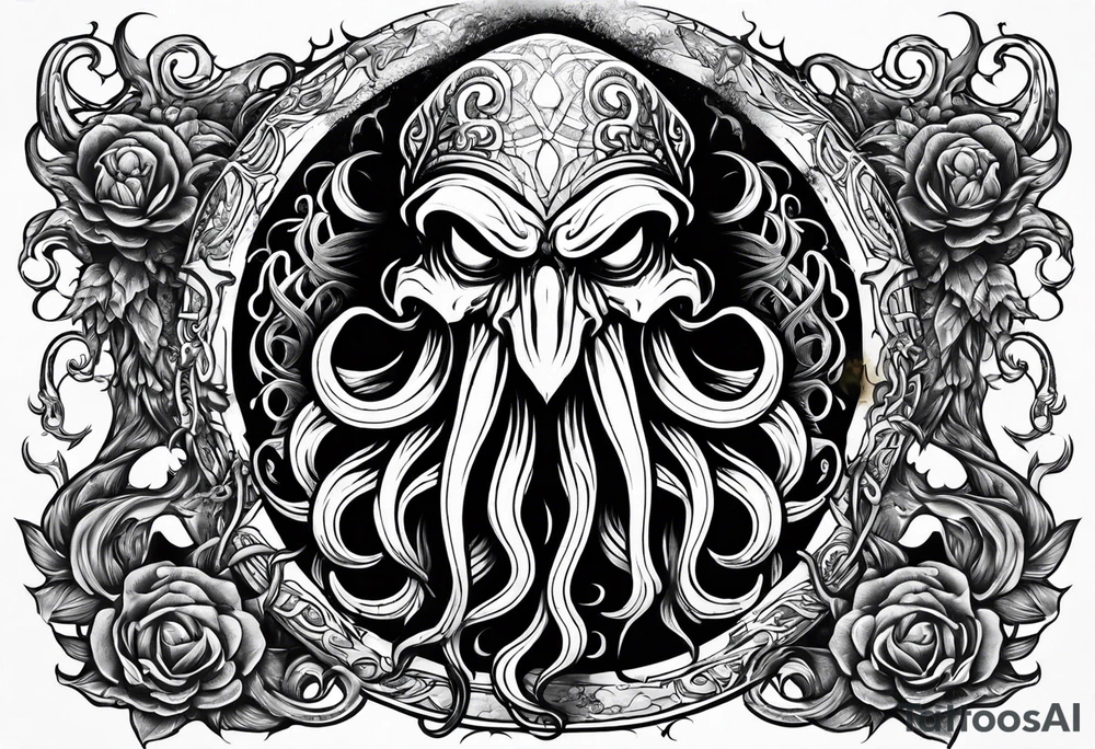 Cthulhu arm sleeve with other eldritch beasts tattoo idea