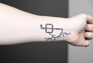 System of pipes that transitions and transforms at the end into veins of forearm tattoo idea