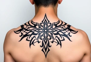 Extra large female back mendela tattoo idea