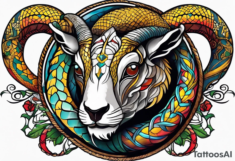 On the goat's head is a snake tattoo idea