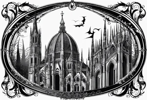 Jack Skellington with duomo of milano tattoo idea