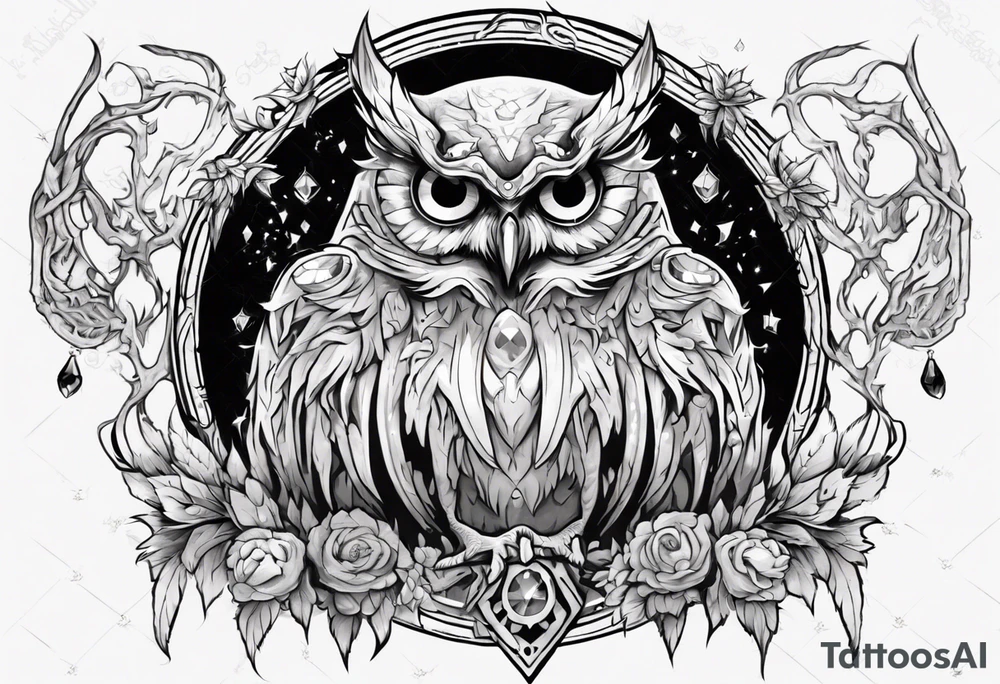 The Demon Owl Stolas, a Prince of Hell who is obsessed with gems, knowledge of astrology and poisonous plants. tattoo idea